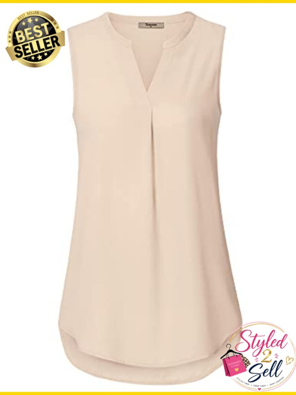 Chiffon V Neck Sleeveless Blouse Tunic Tank Top - Picture 3 of 6